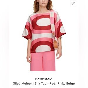 Marimekko Melooni Silk Pullover Top EUC size Medium